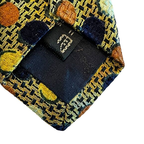 Ermenegildo Zegna Necktie Tie Mens Silk Gold with Circles Woven Made Italy 58" - Picture 2 of 9